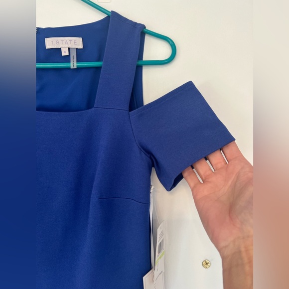 NWT 1.State Women’s Cold Shoulder Sheath Dress sz4 Asymmetrical Stretch Party - Picture 6 of 11